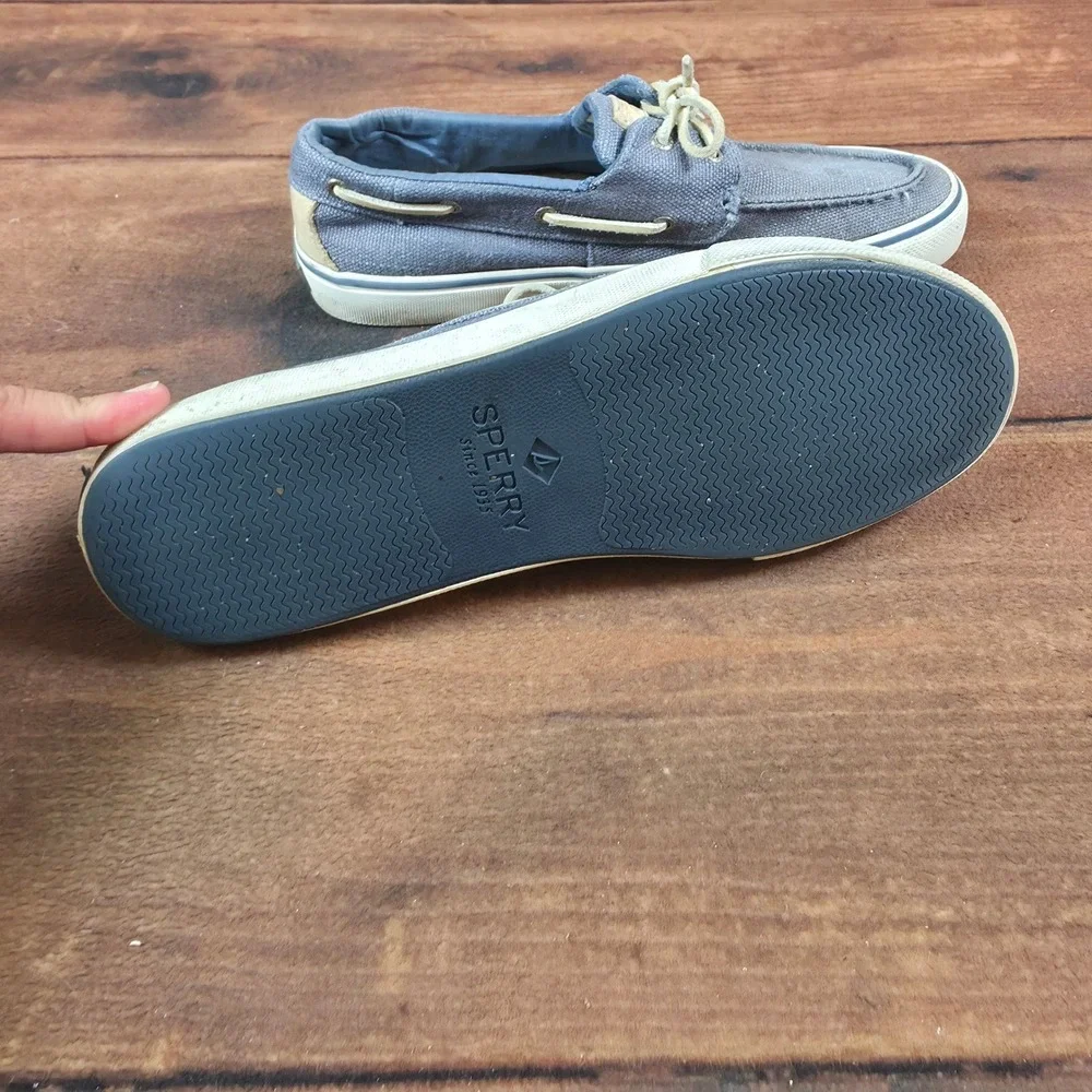 Sperry Bahama Boat Shoes Mens 11 Blue Good Canvas Low Top Sneakers STS23974